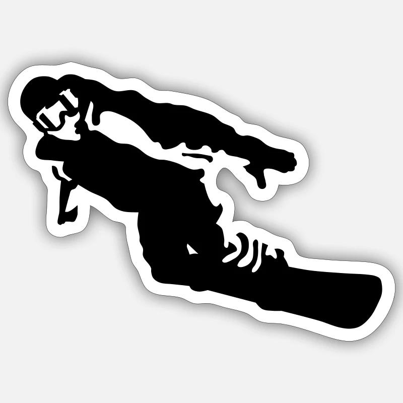 snowboarder - Sticker taille S (10 x 10 cm) - blanc mat