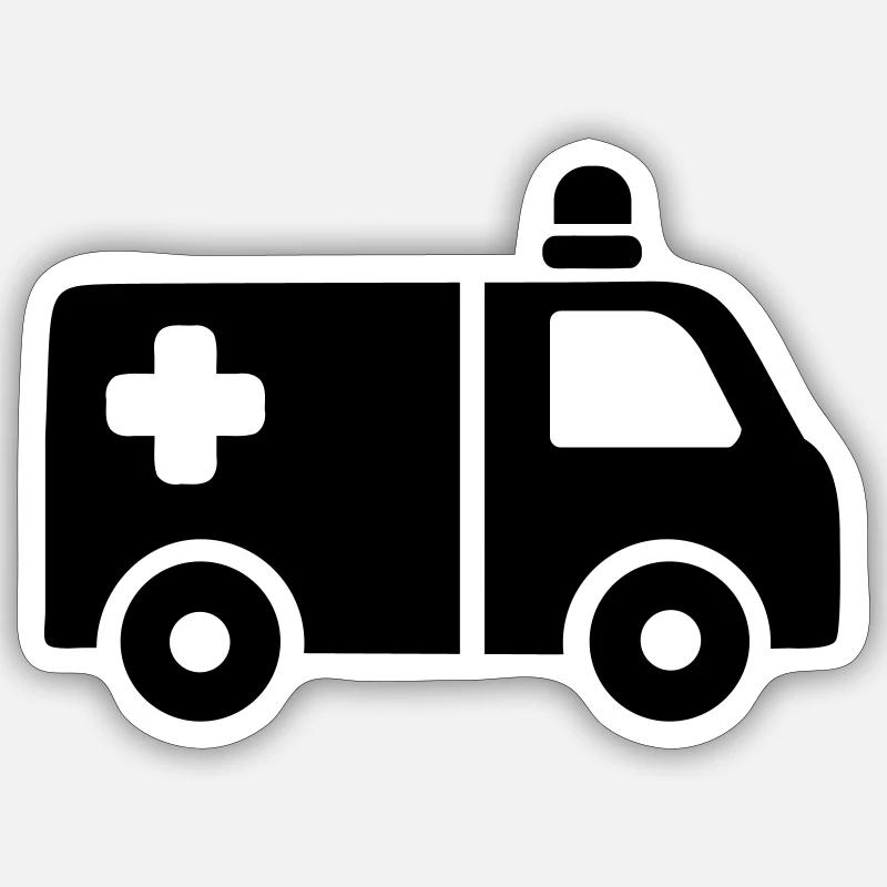 Krankenwagen - Sticker Größe S (10 x 10 cm) - Mattweiß