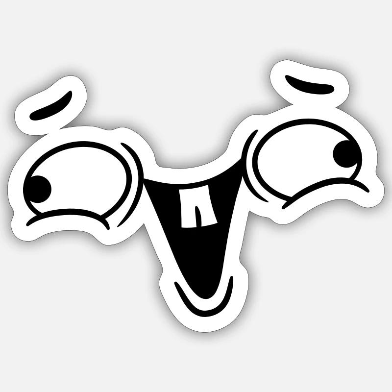 Crazy laughing face - Sticker size S (10 x 10 cm) - white matte