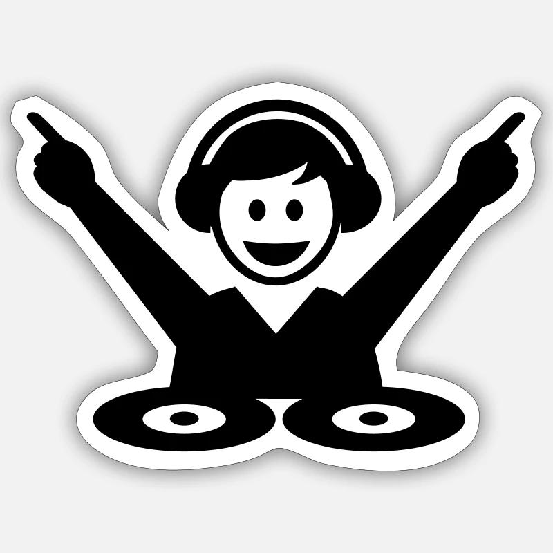 DJ - Sticker taille S (10 x 10 cm) - blanc mat