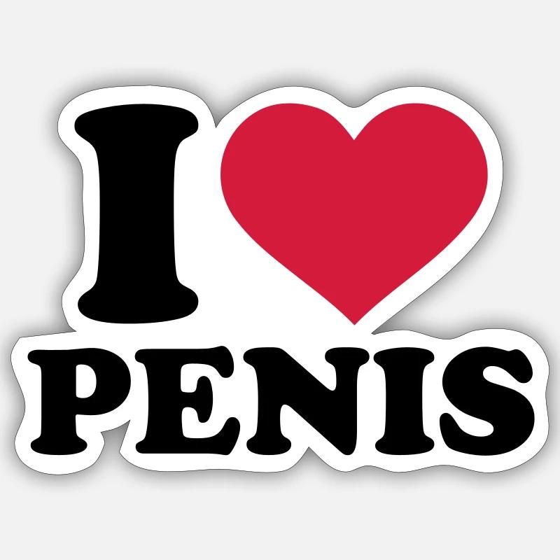 I love Penis - Sticker size S (10 x 10 cm) - white matte