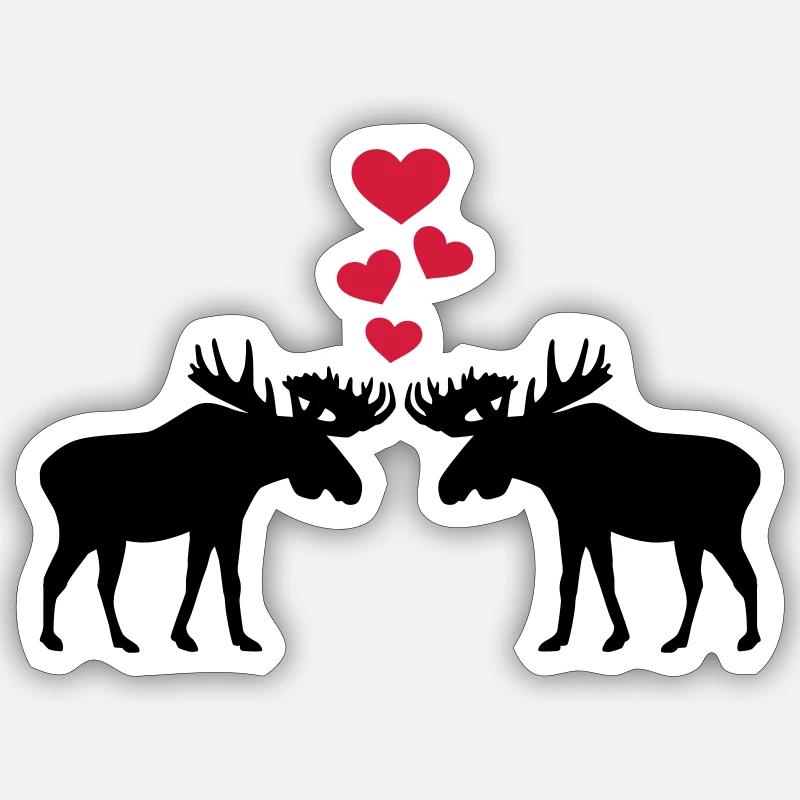 Elch - Sticker Größe S (10 x 10 cm) - Mattweiß