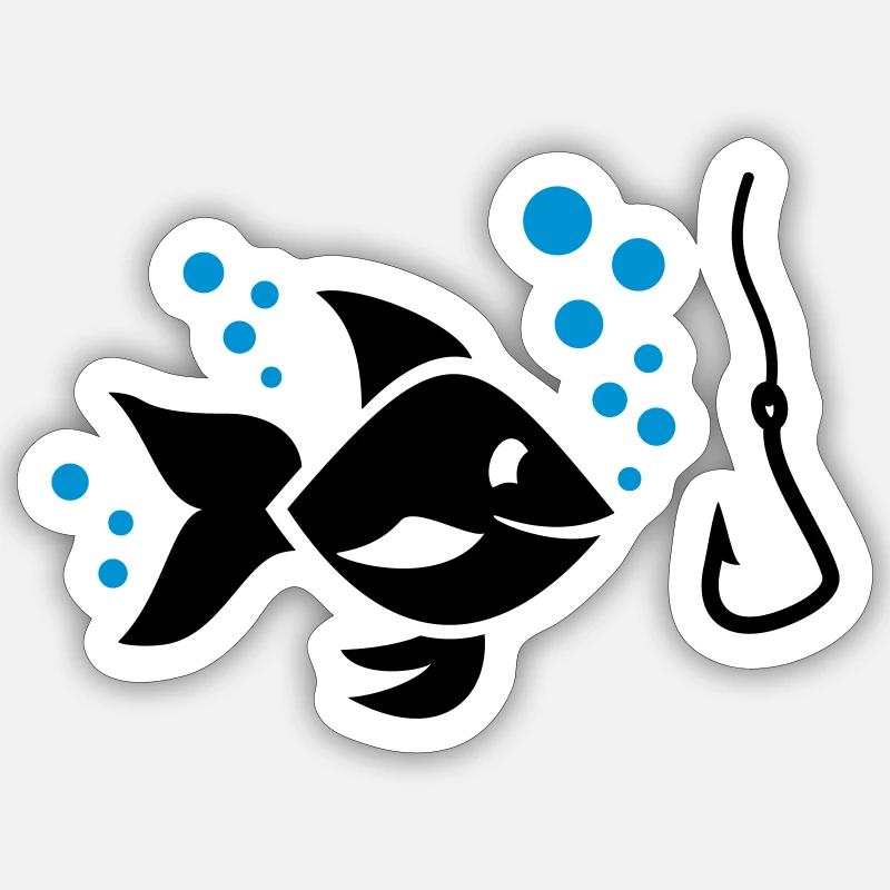 Poisson - Sticker taille S (10 x 10 cm) - blanc mat