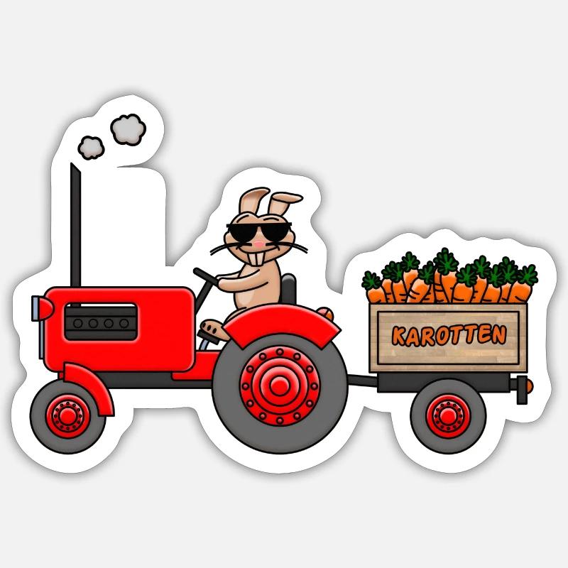 Cooler Hase bei der Ernte - Sticker Größe S (10 x 10 cm) - Mattweiß
