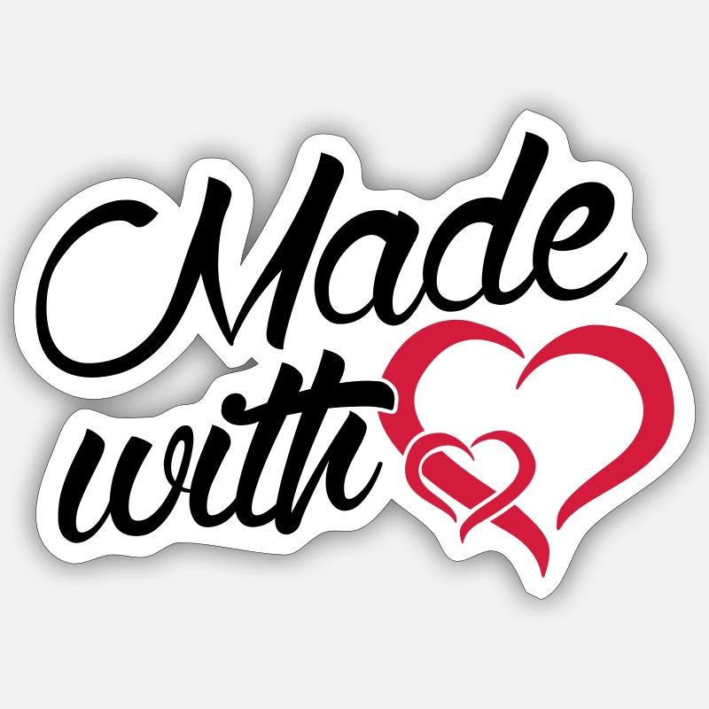 Faite avec coeur - bébé - - Sticker taille S (10 x 10 cm) - blanc mat