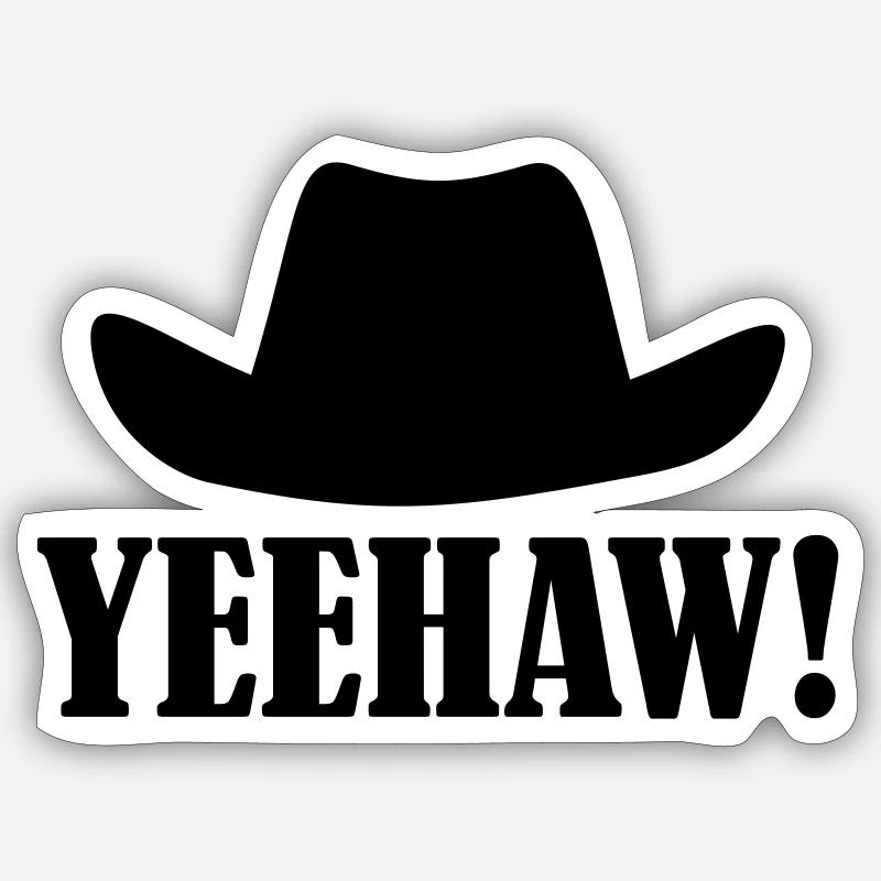 Cowboy Yeehaw - Sticker taille S (10 x 10 cm) - blanc mat