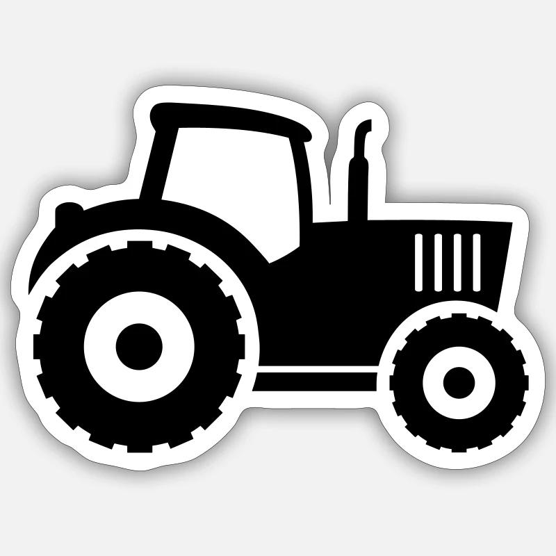 Traktor (farm tractor) - Sticker Größe S (10 x 10 cm) - Mattweiß
