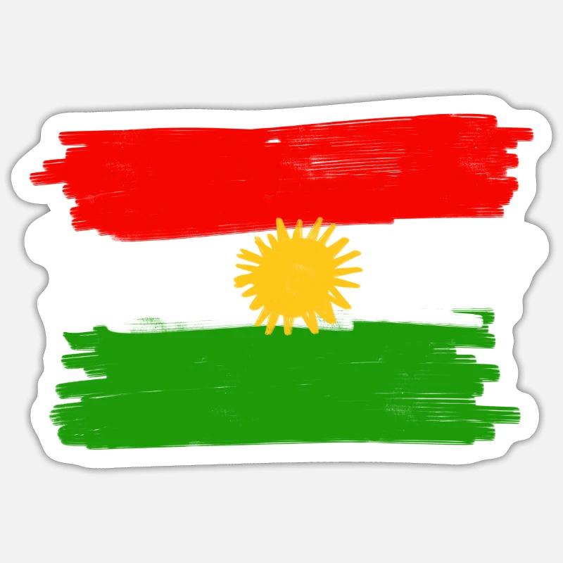 Drapeau du Kurdistan - Sticker taille S (10 x 10 cm) - blanc mat