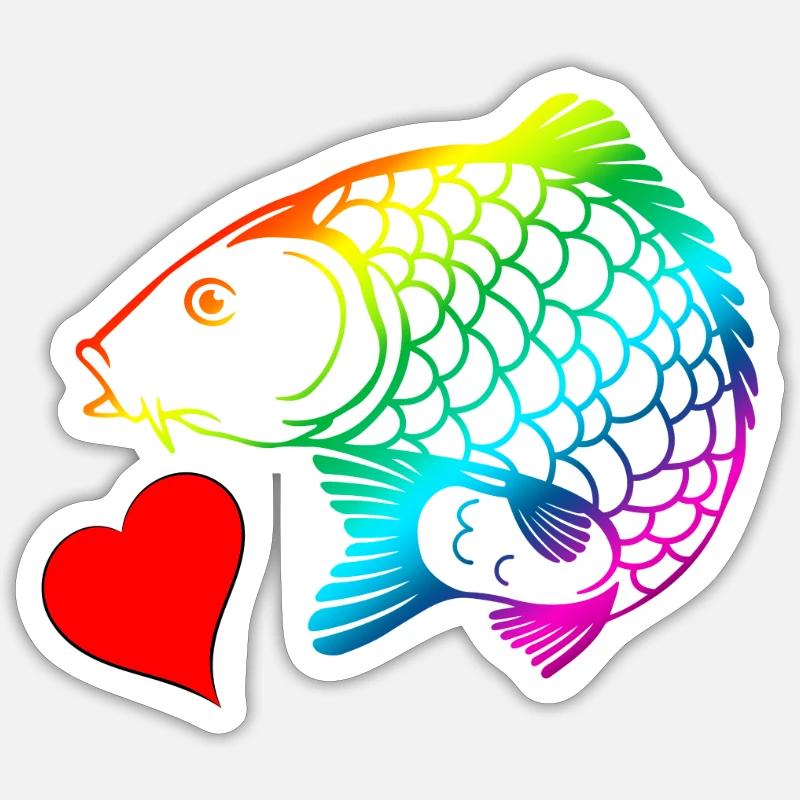 Rainbow Carp Sticker Größe S (10 x 10 cm)