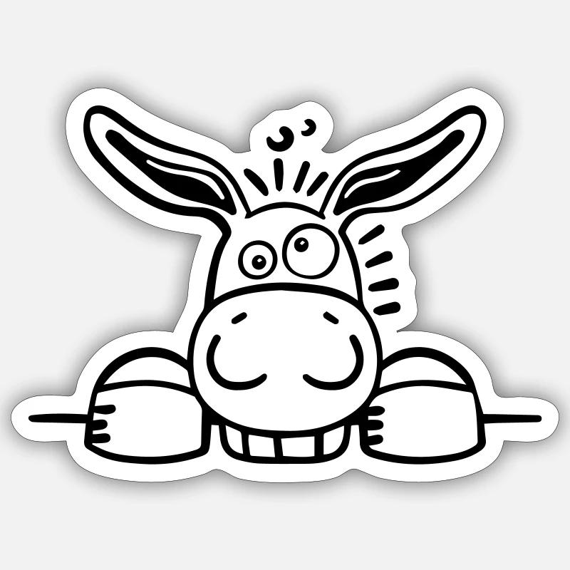 Neugieriger Esel Sticker Größe S (10 x 10 cm)