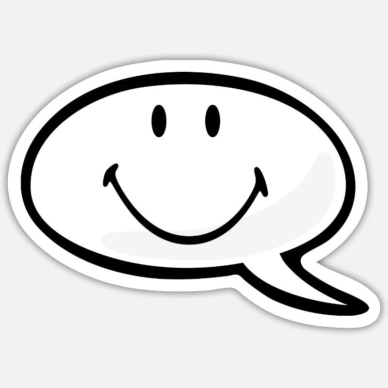 Smiley Speech Bubble - Sticker taille S (10 x 10 cm) - blanc mat