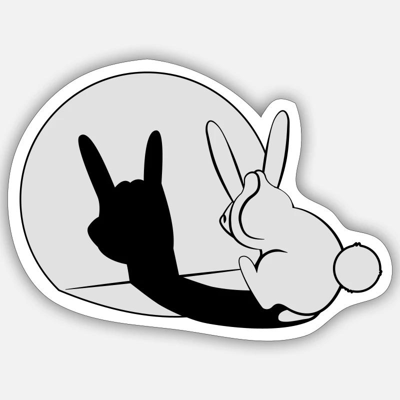 Bunny Horn Gesture Shadow Sticker size S (10 x 10 cm)
