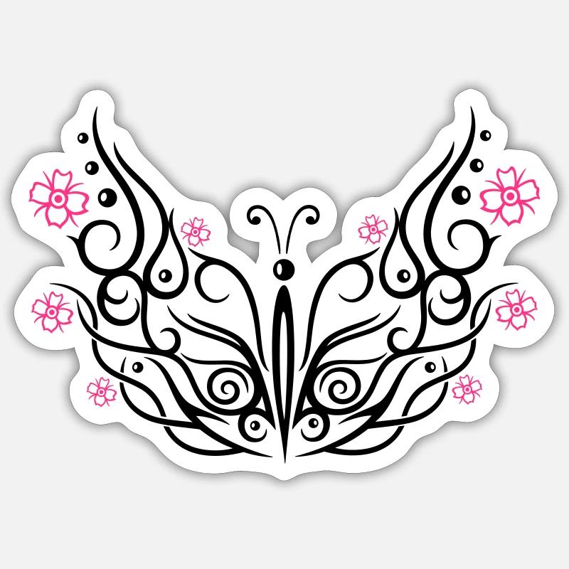 Butterfly with cherry blossoms - Sticker size S (10 x 10 cm) - white matte