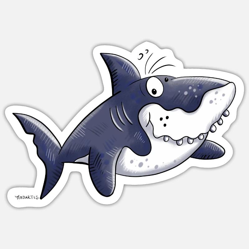 Requin comique Sticker taille S (10 x 10 cm)