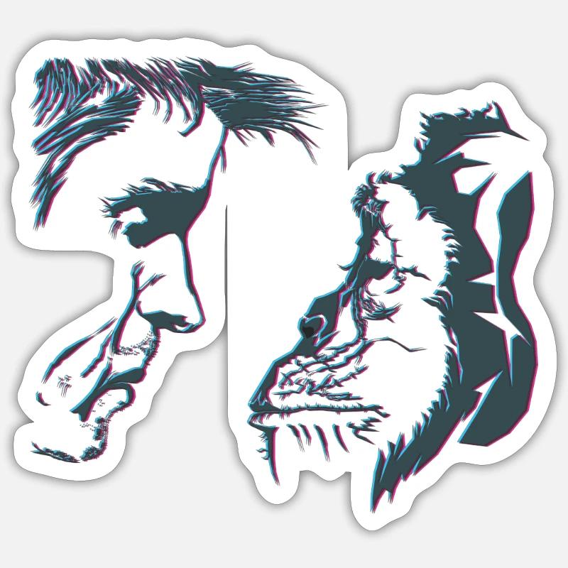 Monkey Human 3D - Sticker size S (10 x 10 cm) - white matte