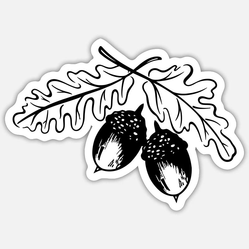 Eicheln, Eichenblätter, Herbst, Wandern Sticker Größe S (10 x 10 cm)