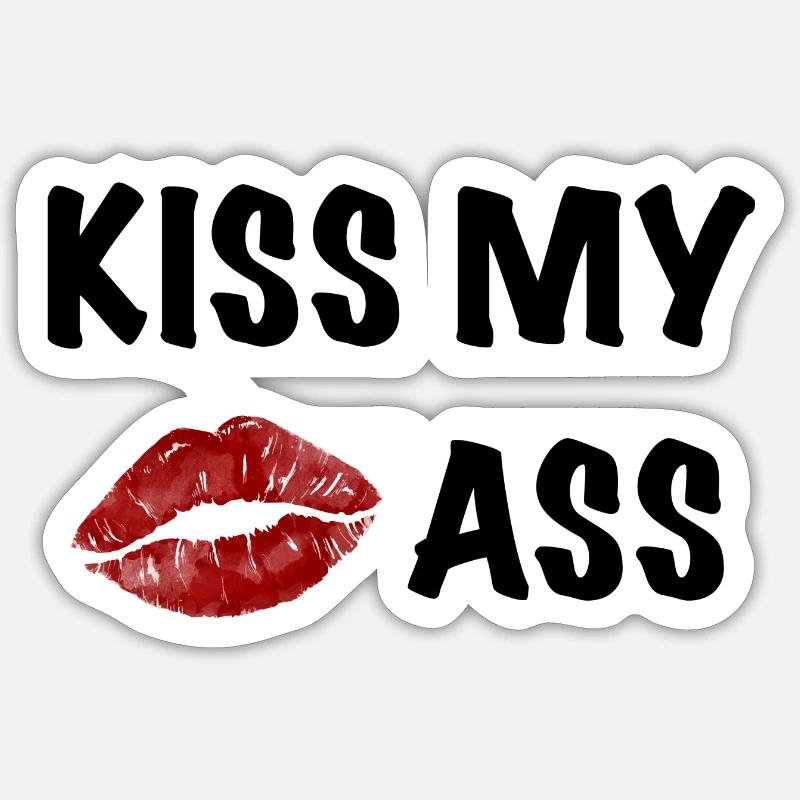 Embrasser mon cul - Sticker taille S (10 x 10 cm) - blanc mat