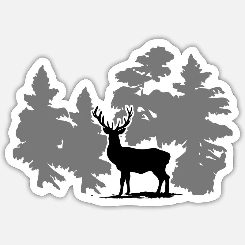 Hirsch - Deer - Sticker Größe S (10 x 10 cm) - Mattweiß