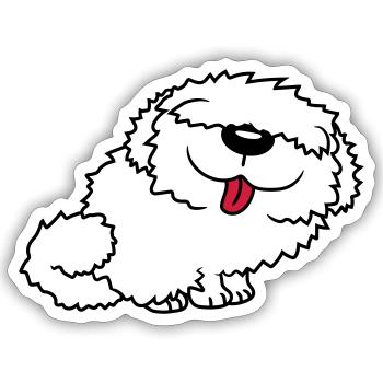 Lustiger Bobtail Hund - Sticker Größe S (10 x 10 cm) - Mattweiß - Vorne