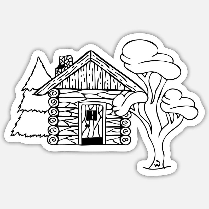 Cube de cabane en bois - Sticker taille S (10 x 10 cm) - blanc mat