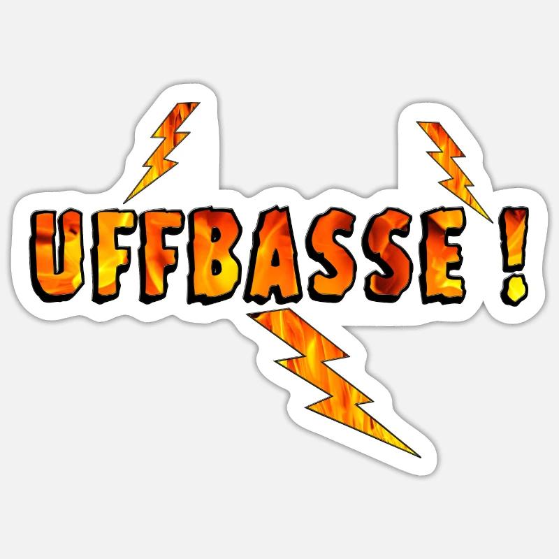 Uffbasse with lightning, Pälzer Say - Sticker size S (10 x 10 cm) - white matte