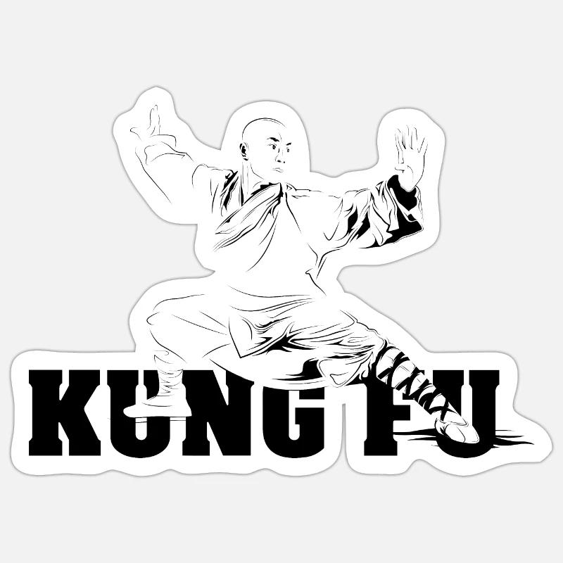 shaolin kungfu master fighter Symbol - Sticker Größe S (10 x 10 cm) - Mattweiß