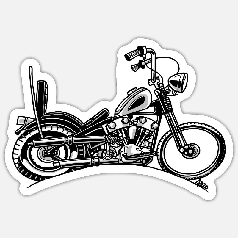 0906 chopper knucklehead - Sticker size S (10 x 10 cm) - white matte