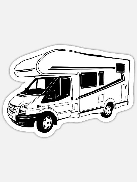 Wohnmobil - Caravan - Camping - Camper - Sticker Größe S (10 x 10 cm) - Mattweiß