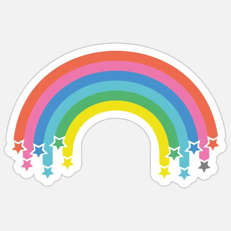 Regenbogen mit Sternen - Sticker Größe S (10 x 10 cm) - Mattweiß