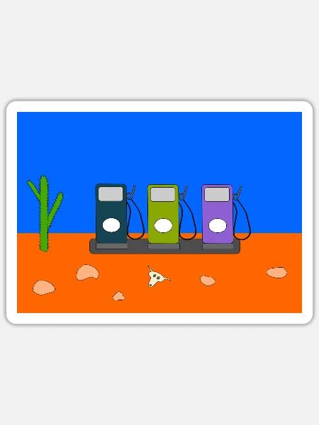 Zapfsaeulen in der Wueste - Sticker Größe S (10 x 10 cm) - Mattweiß