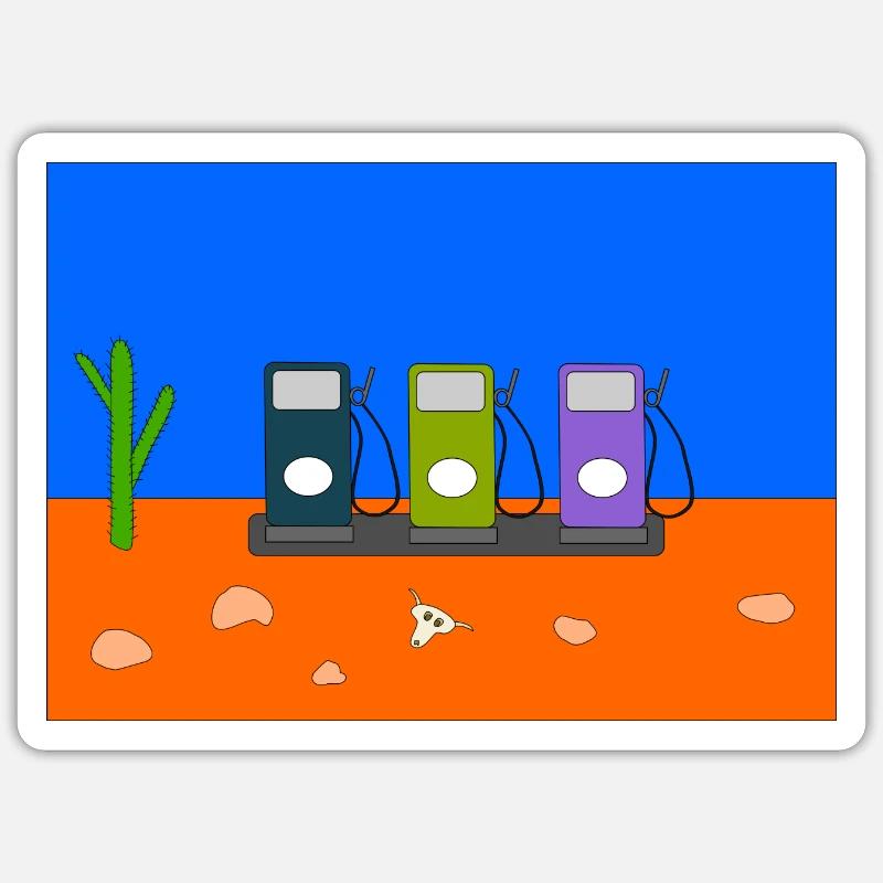 Zapfsaeulen in der Wueste - Sticker Größe S (10 x 10 cm) - Mattweiß