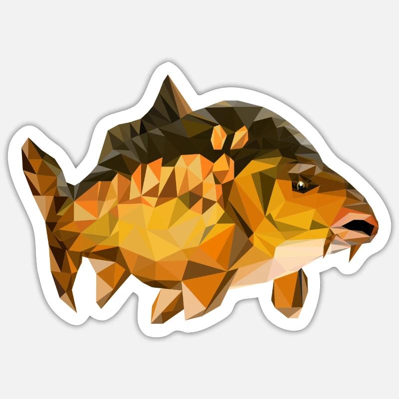 Polygone de carpe - Sticker taille S (10 x 10 cm) - blanc mat