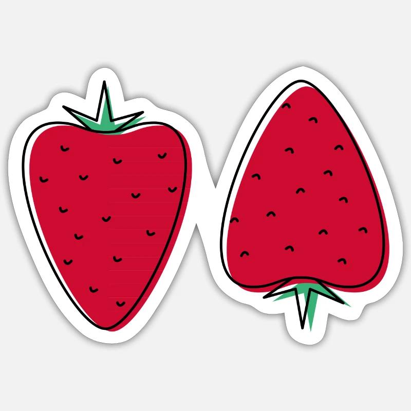 Two abstract strawberries Sticker size S (10 x 10 cm)