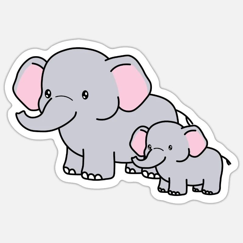 Elephants - Sticker size S (10 x 10 cm) - white matte