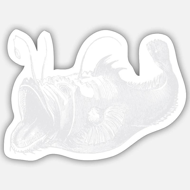 Poisson profond blanc - Sticker taille S (10 x 10 cm) - blanc mat