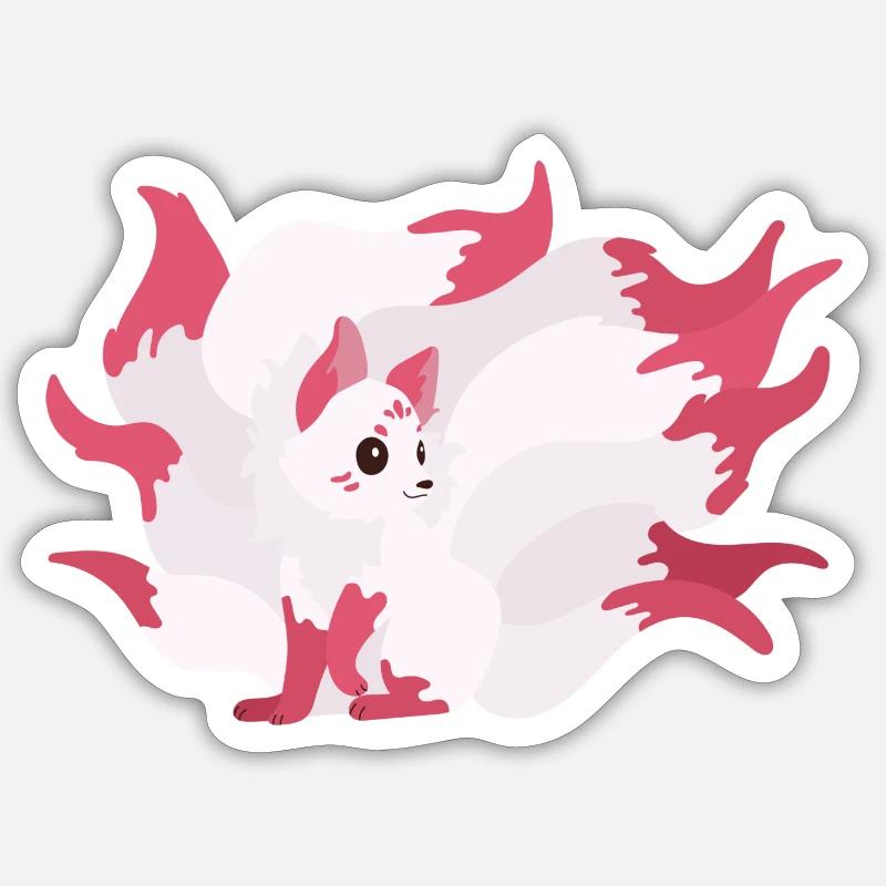 Kitsune - Sticker taille S (10 x 10 cm) - blanc mat
