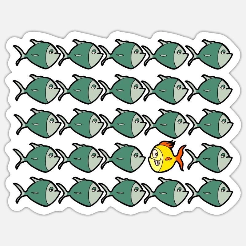 Ursprünglicher Spaßfisch - Sticker Größe S (10 x 10 cm) - Mattweiß