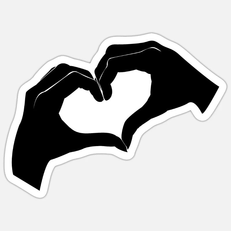 One heart with two hands - Sticker size S (10 x 10 cm) - white matte