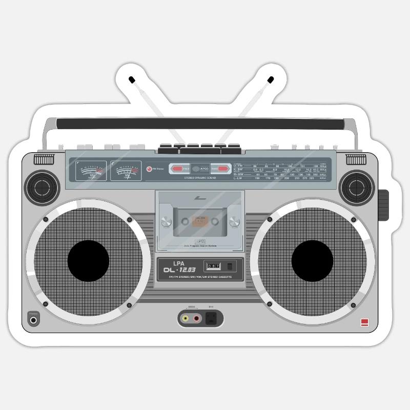 Ghettoblaster Retro - Sticker Größe S (10 x 10 cm) - Mattweiß