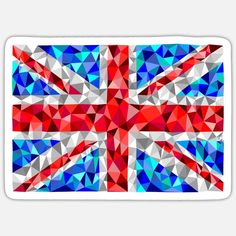 Union Jack im low poly Diamant Stil - Sticker Größe S (10 x 10 cm) - Mattweiß