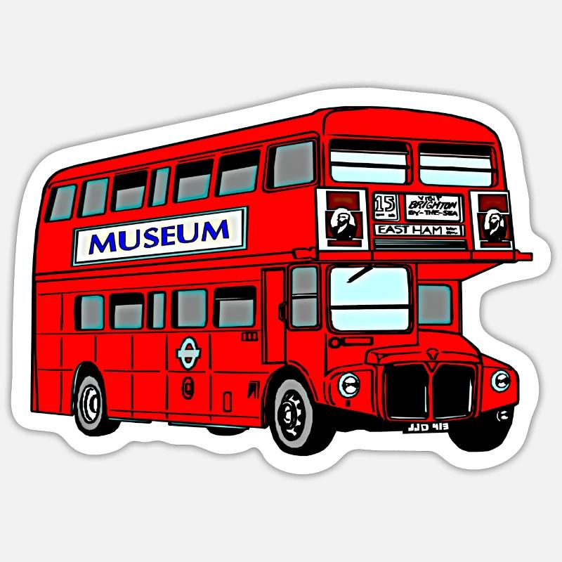Bus Londres - Sticker taille S (10 x 10 cm) - blanc mat