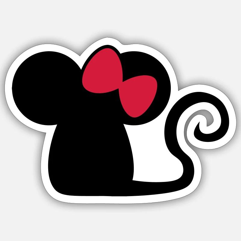 Mäuschen Schleife / mouse with bow Niedliche Maus - Sticker Größe S (10 x 10 cm) - Mattweiß