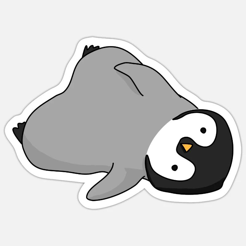Bébé pingouin - Sticker taille S (10 x 10 cm) - blanc mat
