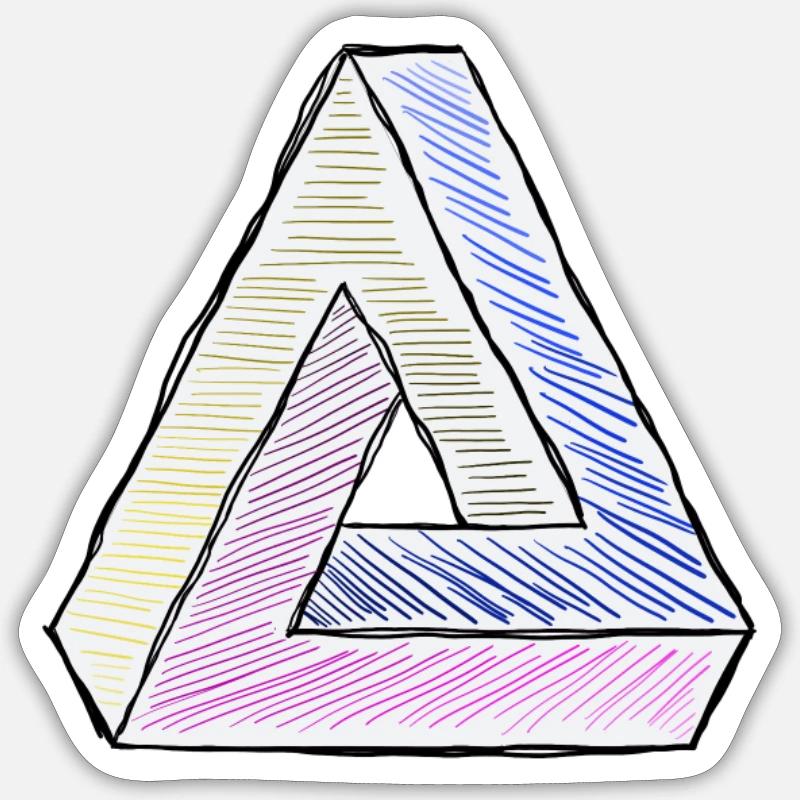 Penrose triangle impossible triangle as a comic Sticker size S (10 x 10 cm)
