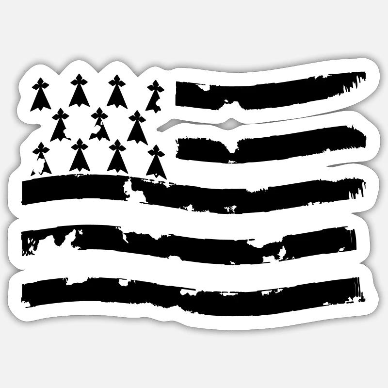 drapeau breton - Sticker taille S (10 x 10 cm) - blanc mat