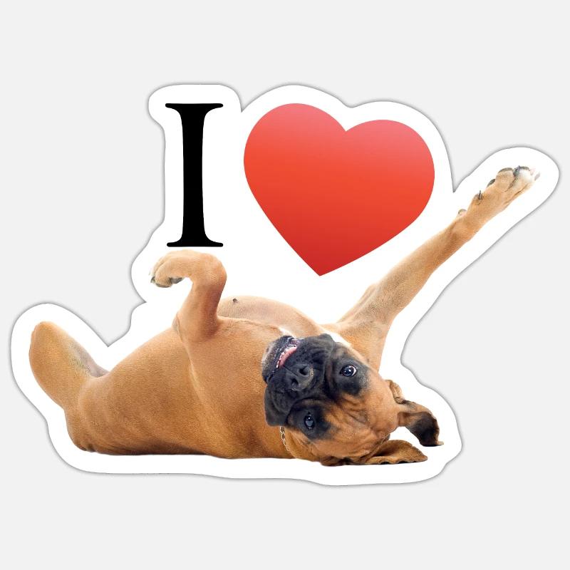 J'aime les chiens - Sticker taille S (10 x 10 cm) - blanc mat