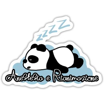 Panda-Anästhesie und Wiederbelebung - Sticker Größe S (10 x 10 cm) - Mattweiß - Vorne
