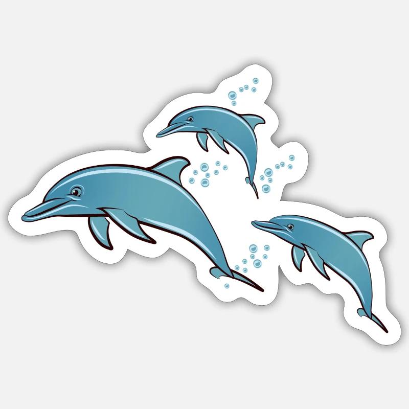 dauphins - Sticker taille S (10 x 10 cm) - blanc mat