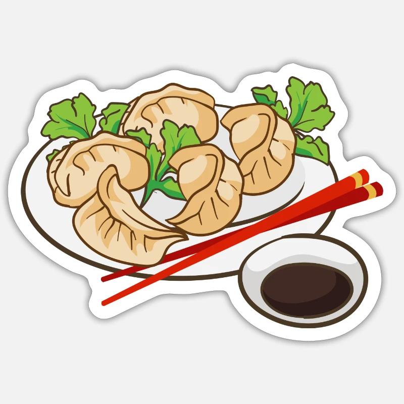 Dumplings Plat - Sticker taille S (10 x 10 cm) - blanc mat