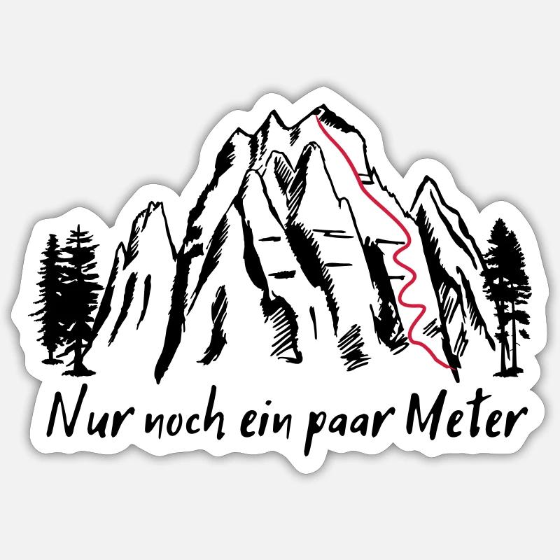 Berge, Bergsteigen - nur noch ein paar Meter - Sticker Größe S (10 x 10 cm) - Mattweiß